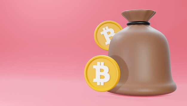 Rendering 3D Borsa Bitcoin