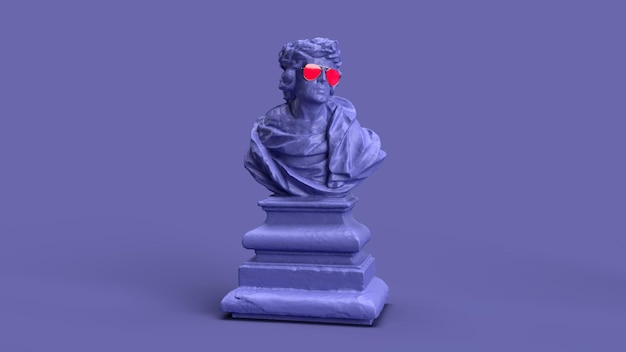 rendering 3d Busto antico di colore viola molto Peri