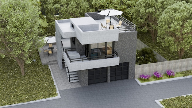 Rendering 3d casa moderna