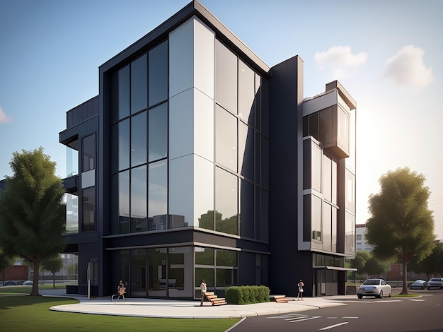 Rendering 3D Cg Di Modern Building Office generato da ai