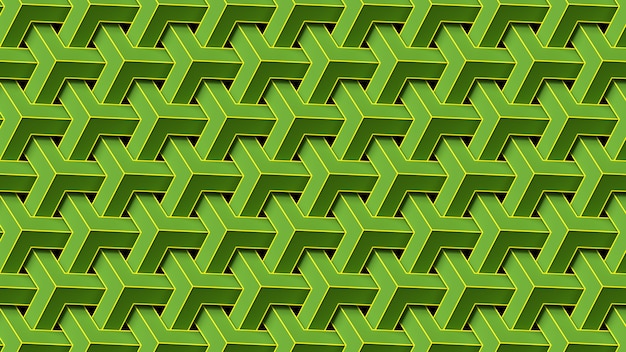 Rendering 3D che ripete il motivo geometrico verde