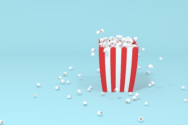 Rendering 3d cibo dolce popcorn sparsi