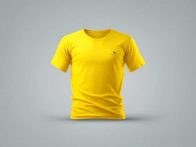 Rendering 3D con mockup frontale modello Tshirt giallo isolato su sfondo bianco Moda mocku