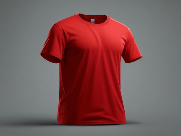 Rendering 3D con mockup frontale modello Tshirt rosso isolato su sfondo bianco Mockup di moda c