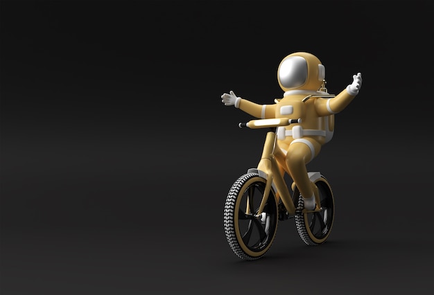 Rendering 3D Concetto di bicicletta astronauta 3D art design illustrazione.