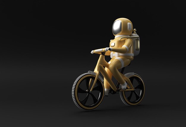 Rendering 3D Concetto di bicicletta astronauta 3D art design illustrazione.