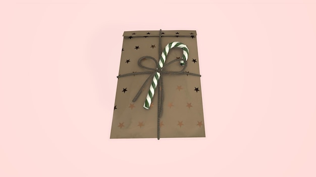 Rendering 3d Confezione regalo di Natale e Capodanno39s Dayblue su sfondo rosa