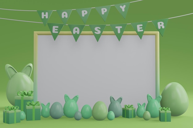 Rendering 3D del banner poster o del modello di intestazione della newsletter per le vacanze di Pasqua felice con spazio per la copia
