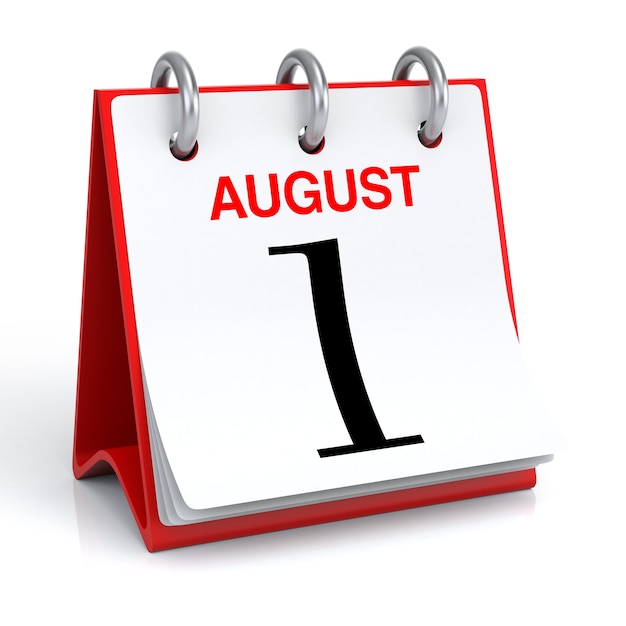 Rendering 3D del calendario di agosto