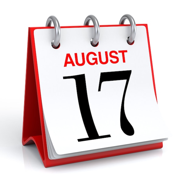 Rendering 3D del calendario di agosto