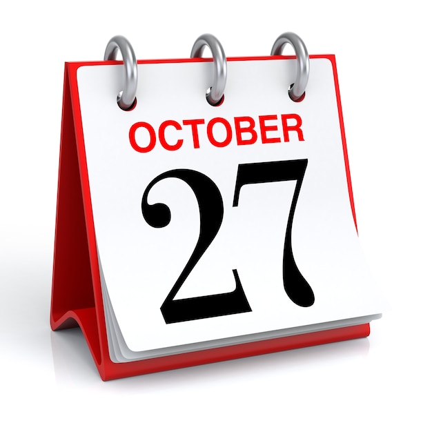 Rendering 3D del calendario di ottobre