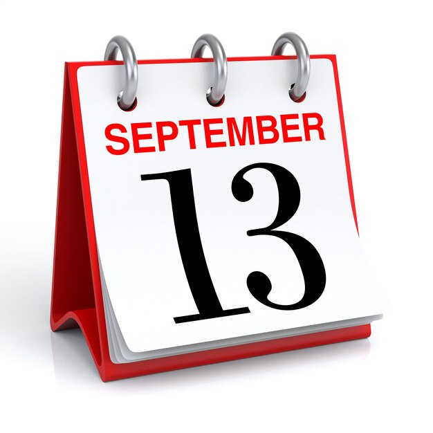 Rendering 3D del calendario di settembre