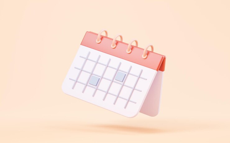 Foto rendering 3d del calendario in stile cartone animato