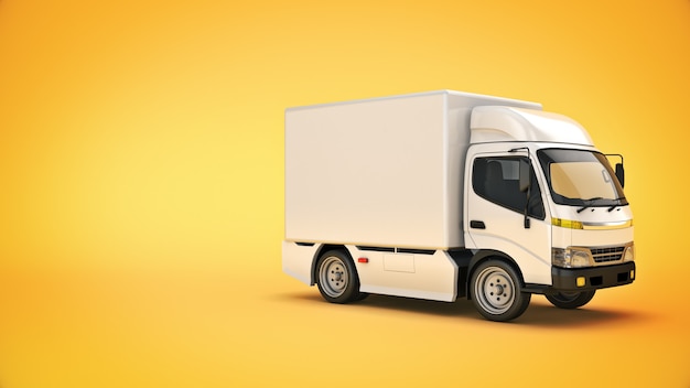 rendering 3d del camion delle consegne bianco