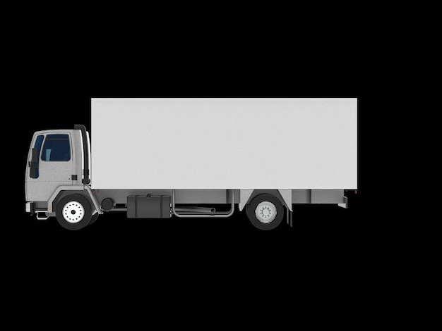 Rendering 3D del camion di consegna isolato su priorità bassa bianca