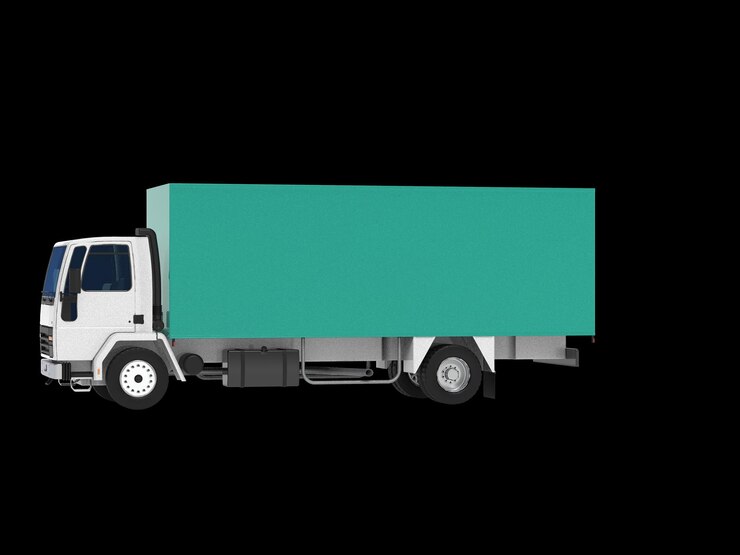 Foto rendering 3d del camion di consegna isolato su priorità bassa bianca