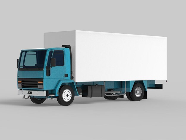 Rendering 3D del camion di consegna isolato su priorità bassa bianca