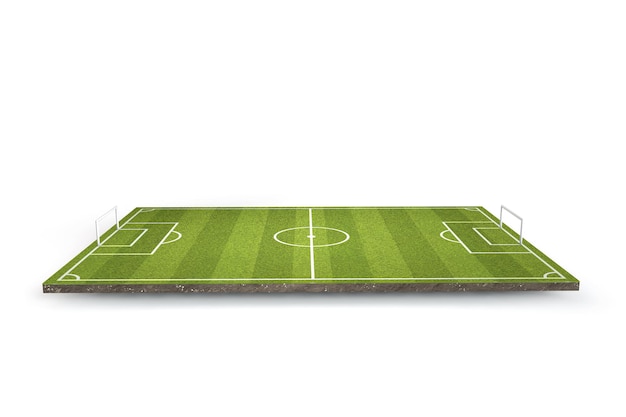 Rendering 3D del campo da calcio di calcio