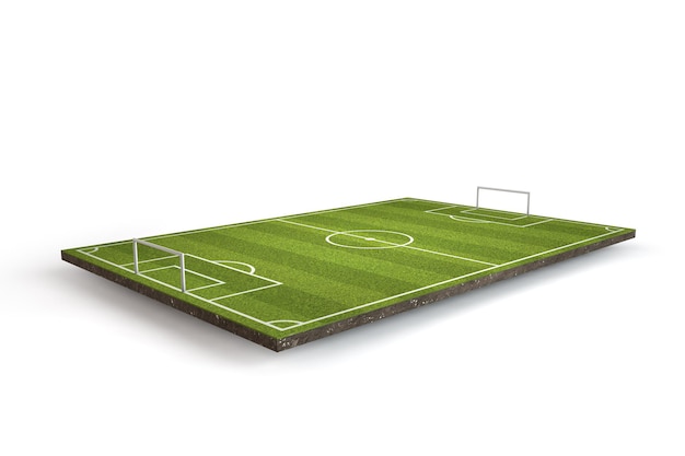 Rendering 3D del campo da calcio di calcio