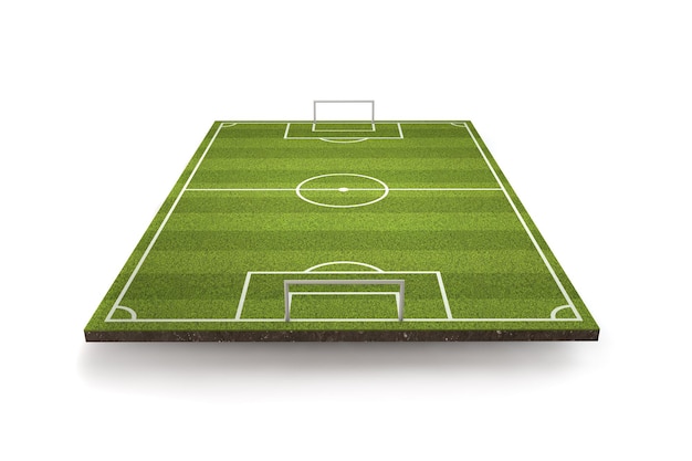 Rendering 3D del campo da calcio di calcio