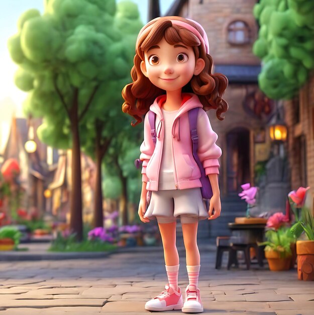 Rendering 3D del cartone animato Full Girl