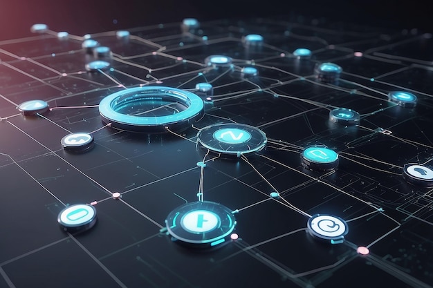 Rendering 3D del concetto di connessione e comunicazione