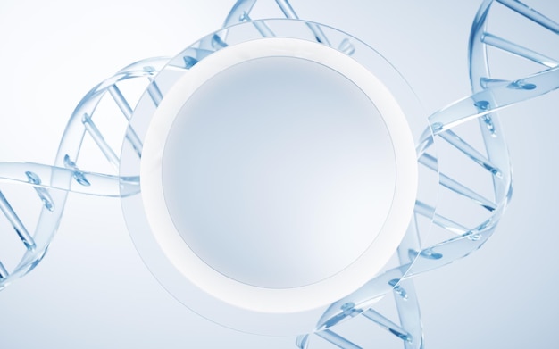 Rendering 3d del concetto di DNA e biologia