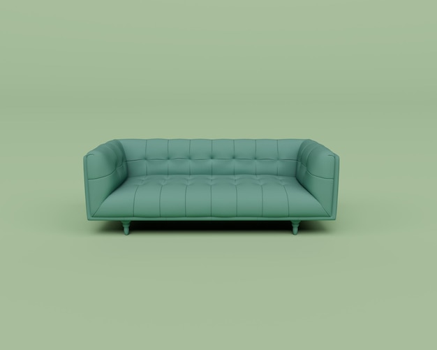 Rendering 3d del divano isolato su sfondo pastello Scena minima di sfondo 3d
