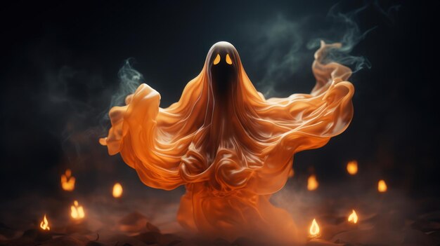 Rendering 3D del fantasma di Halloween su sfondo trasparente