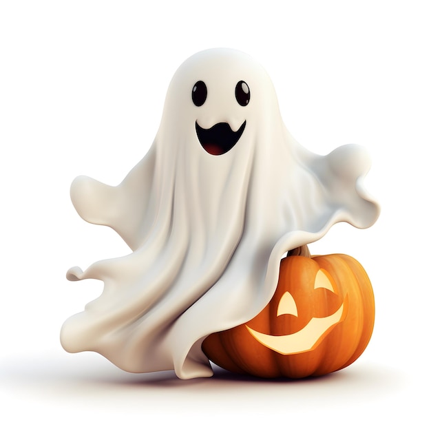 Rendering 3d del fantasma felice di Halloween