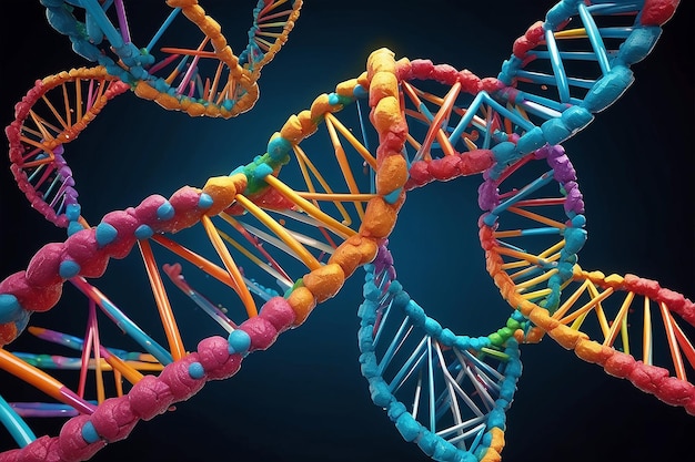 Rendering 3D del fondo astratto della struttura del DNA