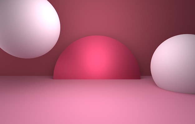 Rendering 3D del fondo di concetto minimo astratto rosa vuoto