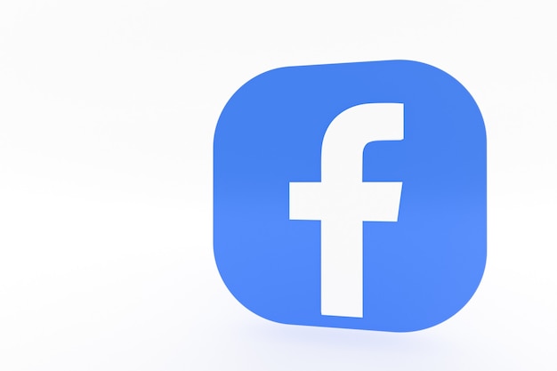 Rendering 3d del logo dell'applicazione Facebook su sfondo bianco