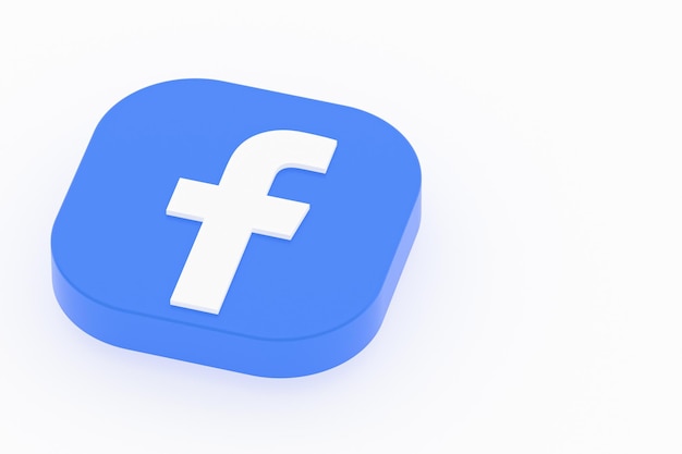 Rendering 3d del logo dell'applicazione Facebook su sfondo bianco