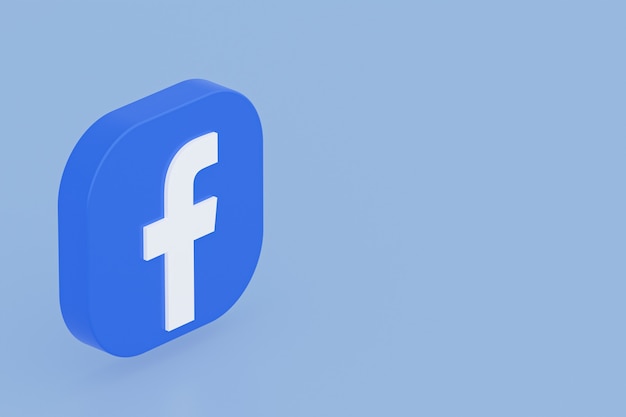 Rendering 3d del logo dell'applicazione Facebook su sfondo blu