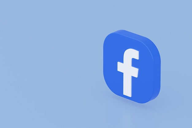 Rendering 3d del logo dell'applicazione Facebook su sfondo blu