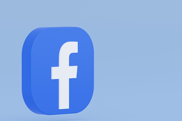 Rendering 3d del logo dell'applicazione Facebook su sfondo blu