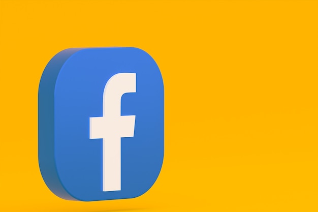 Rendering 3d del logo dell'applicazione Facebook su sfondo giallo