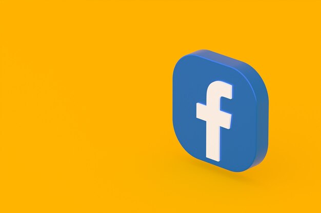 Rendering 3d del logo dell'applicazione Facebook su sfondo giallo