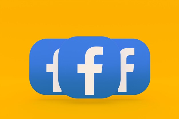 Rendering 3d del logo dell'applicazione Facebook su sfondo giallo