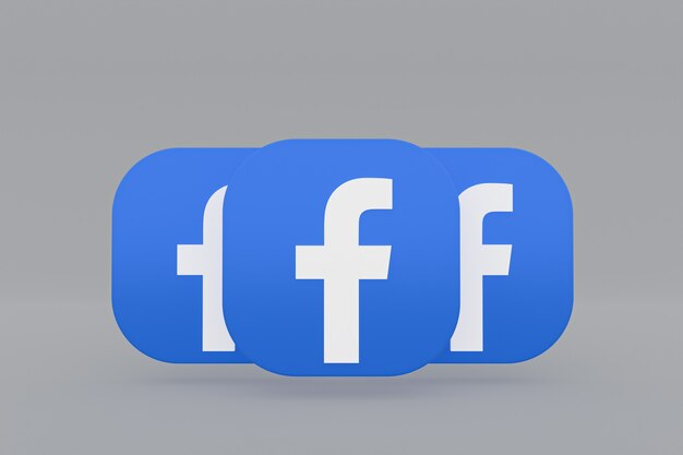 Rendering 3d del logo dell'applicazione Facebook su sfondo grigio