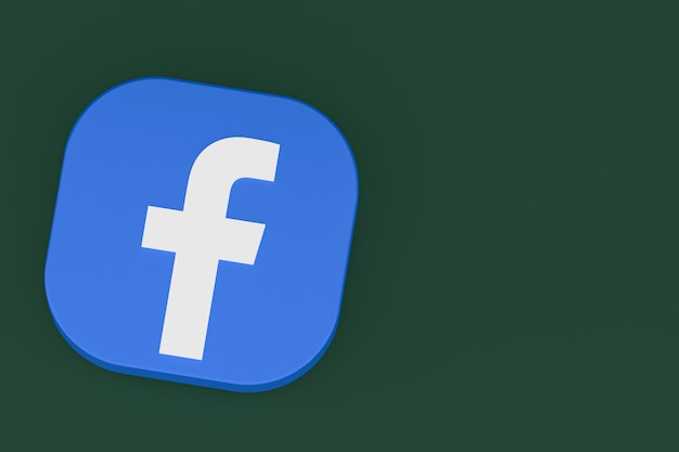 Rendering 3d del logo dell'applicazione Facebook su sfondo verde