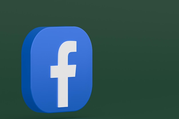 Rendering 3d del logo dell'applicazione Facebook su sfondo verde