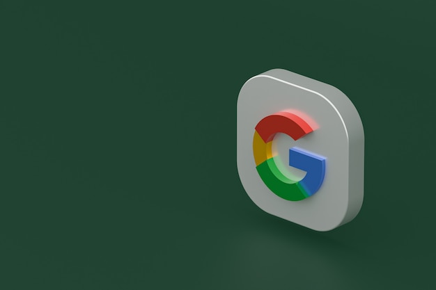 Rendering 3d del logo dell'applicazione Google su priorità bassa verde