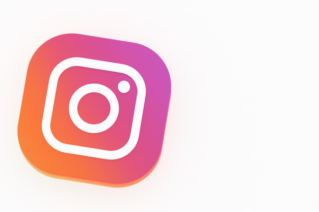 Rendering 3d del logo dell'applicazione Instagram su sfondo bianco