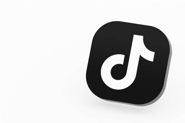 Rendering 3d del logo dell'applicazione Tiktok su sfondo bianco