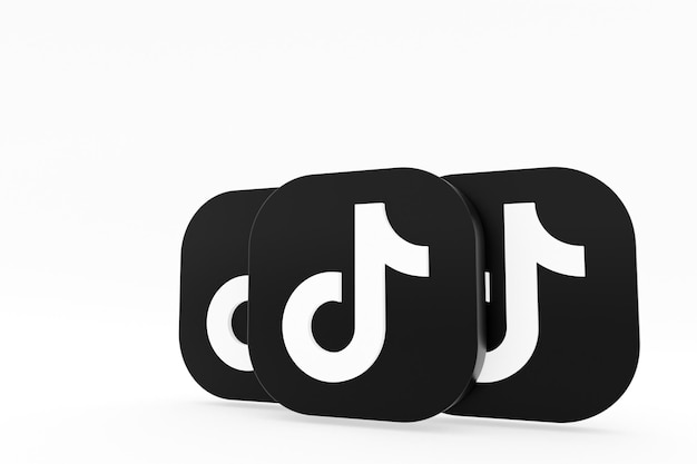 Rendering 3d del logo dell'applicazione Tiktok su sfondo bianco