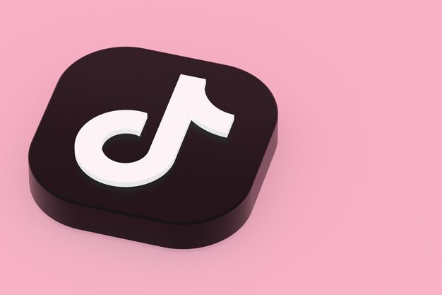 Rendering 3d del logo dell'applicazione Tiktok su sfondo rosa