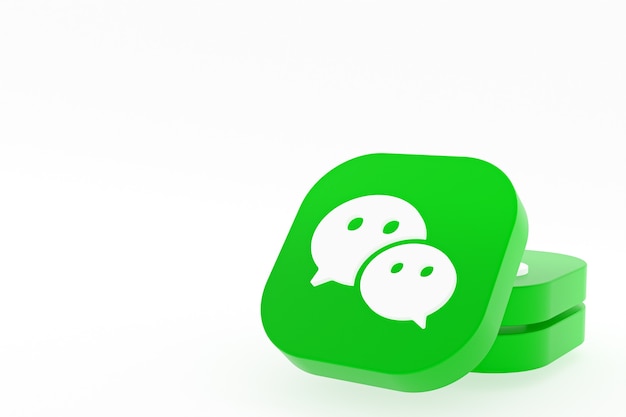 Rendering 3d del logo dell'applicazione Wechat su priorità bassa bianca