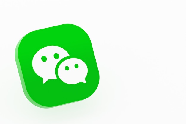 Rendering 3d del logo dell'applicazione Wechat su priorità bassa bianca